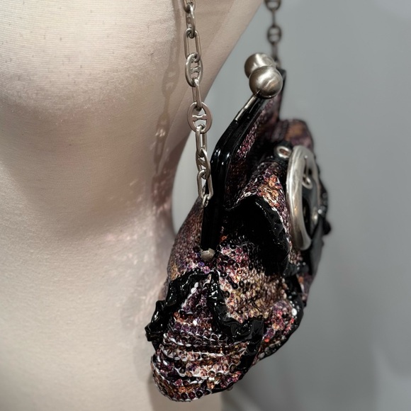 Rampage Vintage Black Patent Leather Sequin Statement Bag - Picture 5 of 9